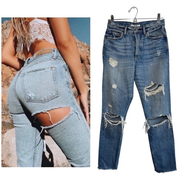 GRLFRND Karolina Distressed High Rise Jeans size 27 - Picture 1 of 13
